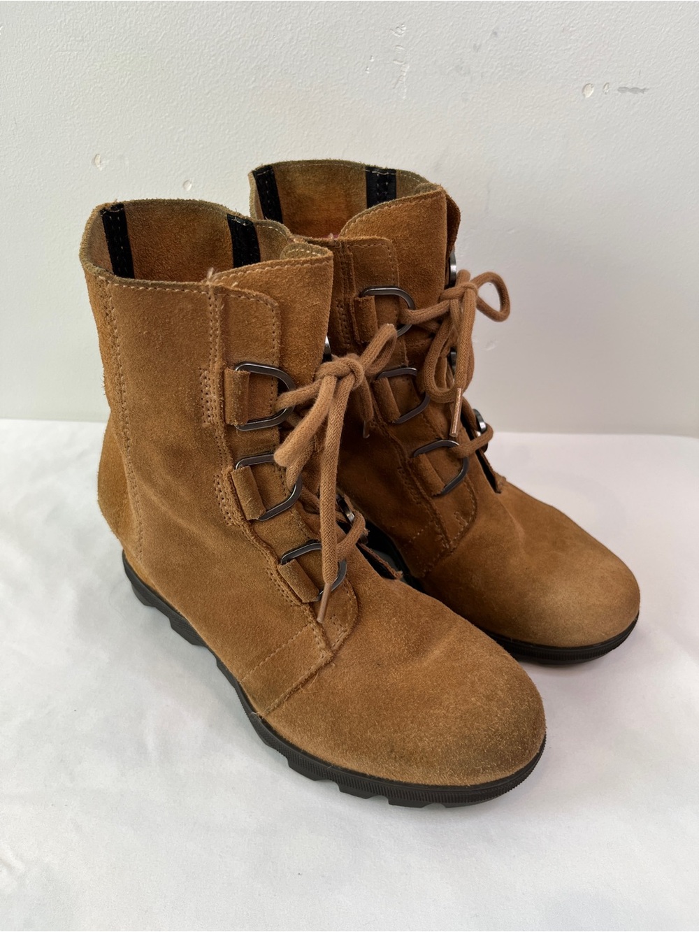 SOREL Joan of Arctic Wedge II Elk Brown Suede Boots Youth 5 Fits Womens 6.5-7